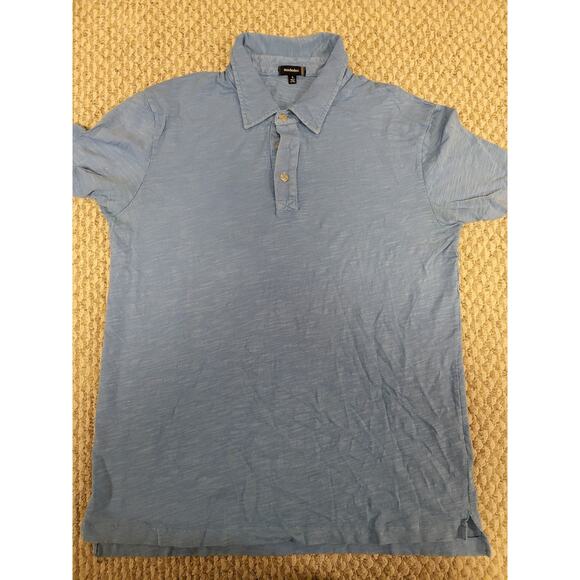 Mododoc Men's Size Large Three Button Light Blue short sleeve Golf Shirt - Picture 2 of 3